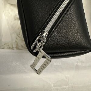 Dior Black Leather Pouch with Silver Zipper
